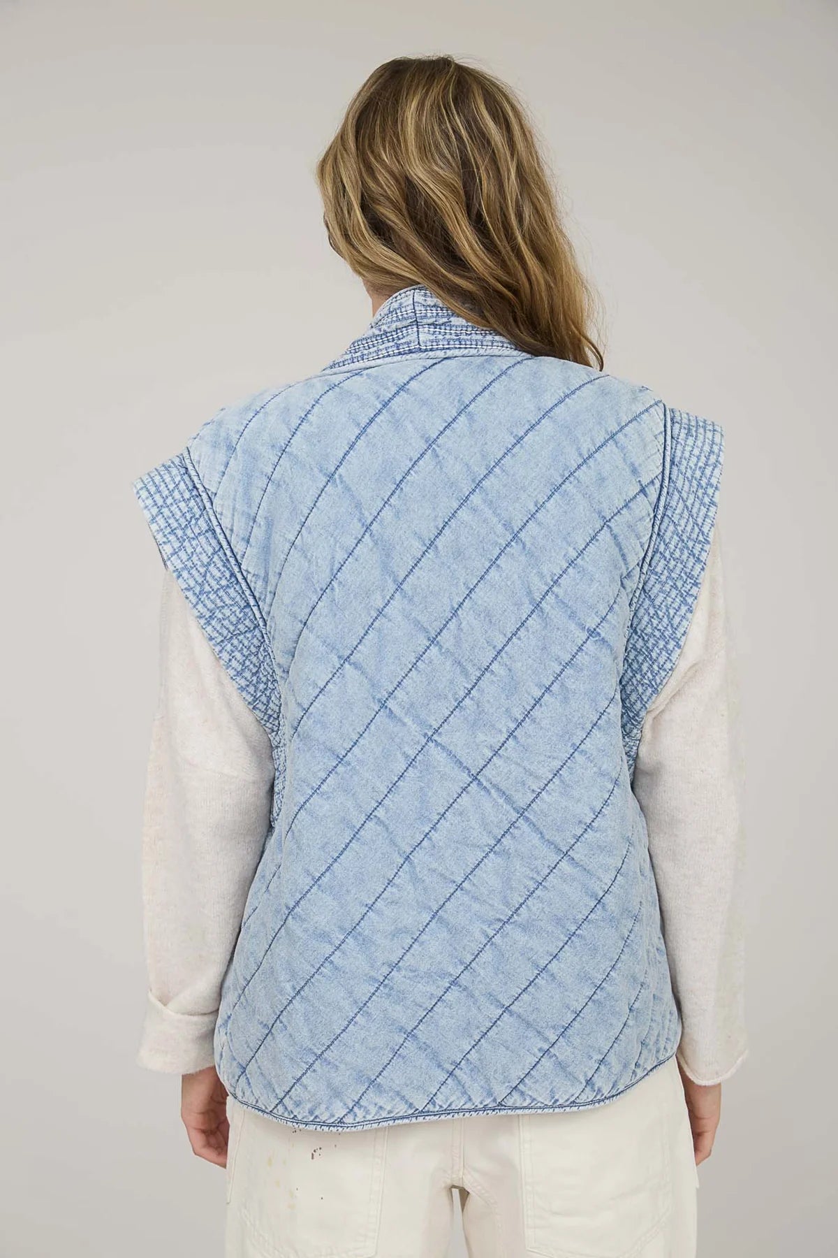 Washed Denim Quilted Vest