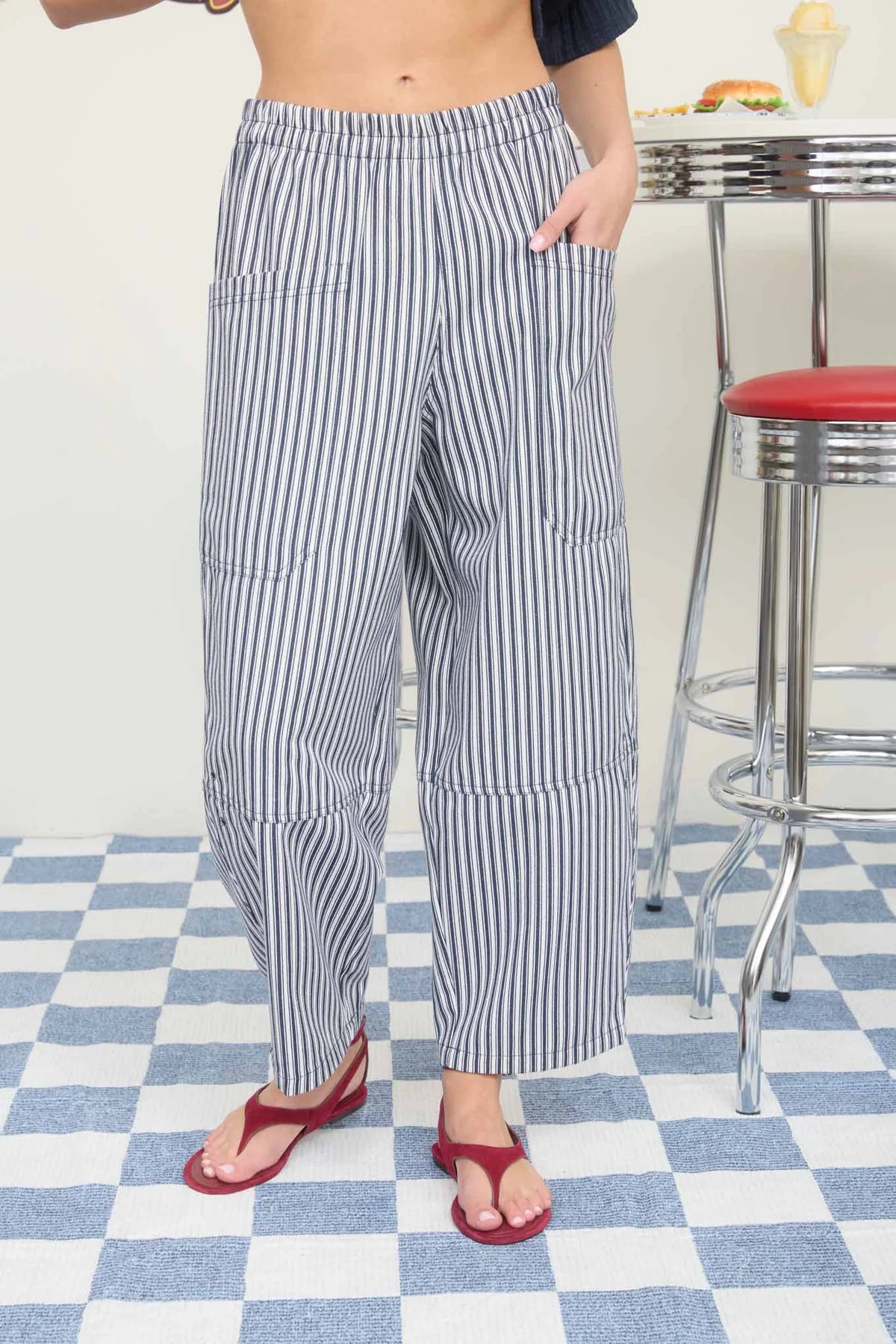 Striped Pocket Wide Leg Pants