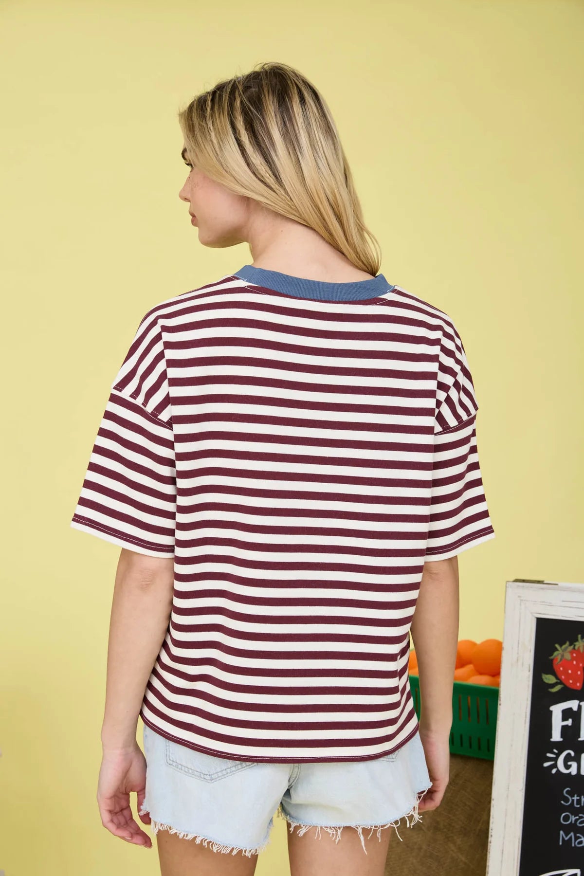 Casual Burgundy Stripe Top