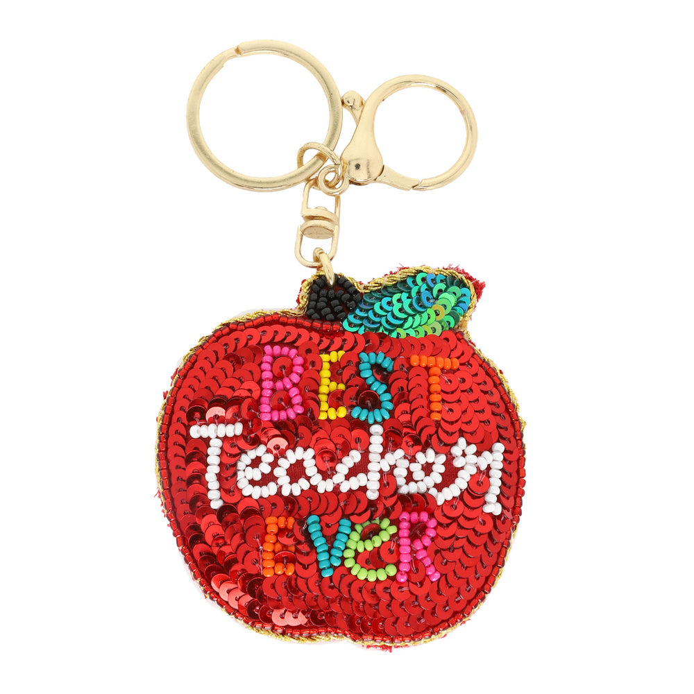 Sequin Embroidered Bead Puff Keychains
