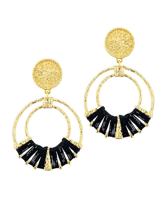 Textured Metal Thread Drop Earrings