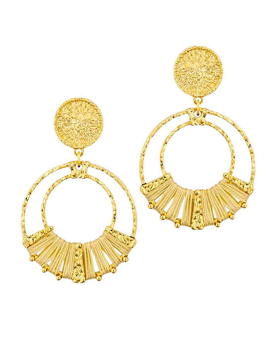 Textured Metal Thread Drop Earrings