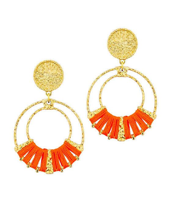Textured Metal Thread Drop Earrings