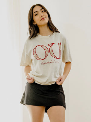 OU Sooners Palace Rose Natural Graphic Tee by LivyLu