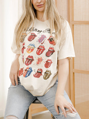 Rolling Stones Licks Over Time Off White Thrifted Distressed Graphic Tee by LivyLu