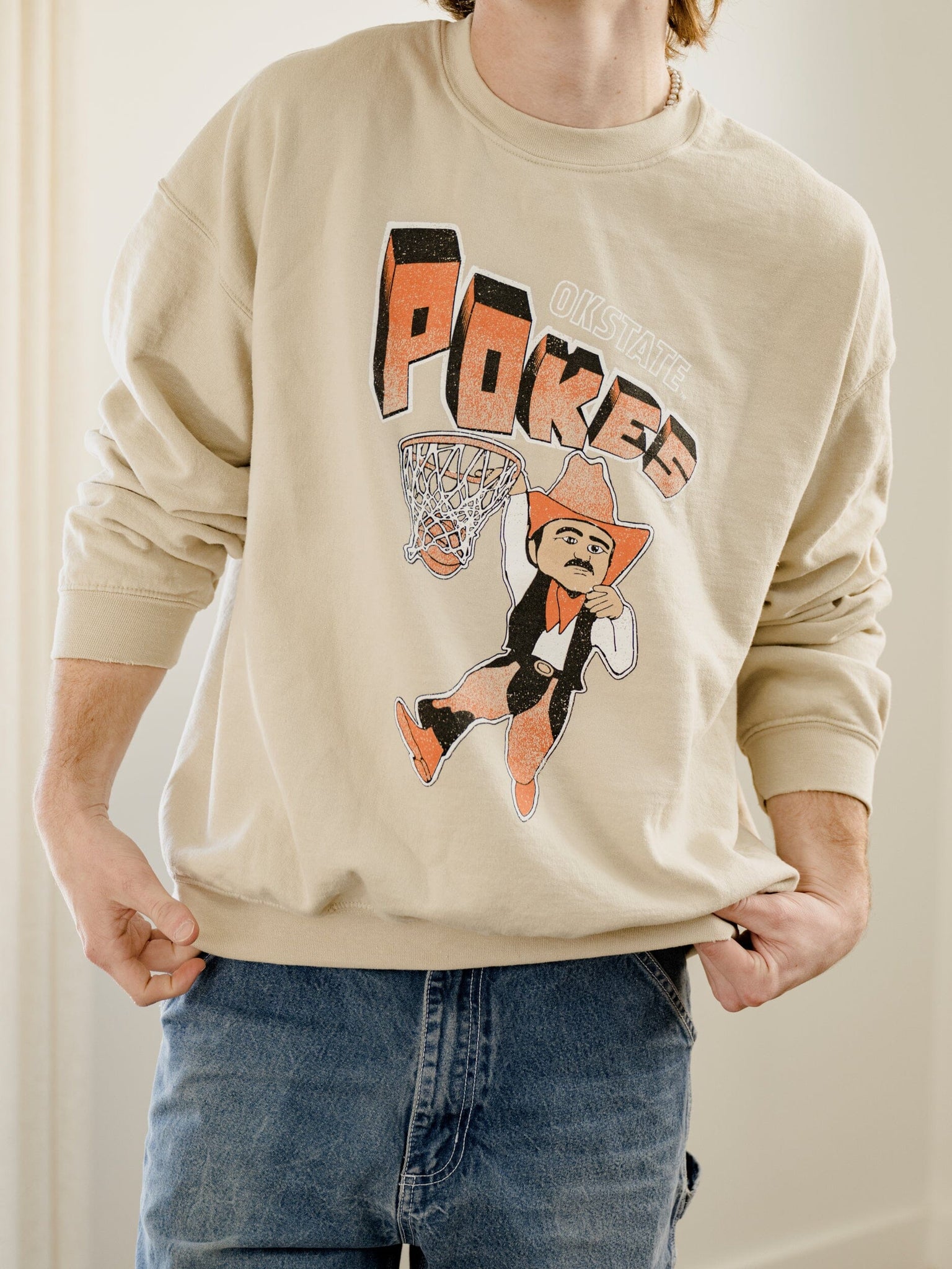 OSU Cowboys Basketball Mascot Dunk Thrifted Graphic Sweatshirt by LivyLu