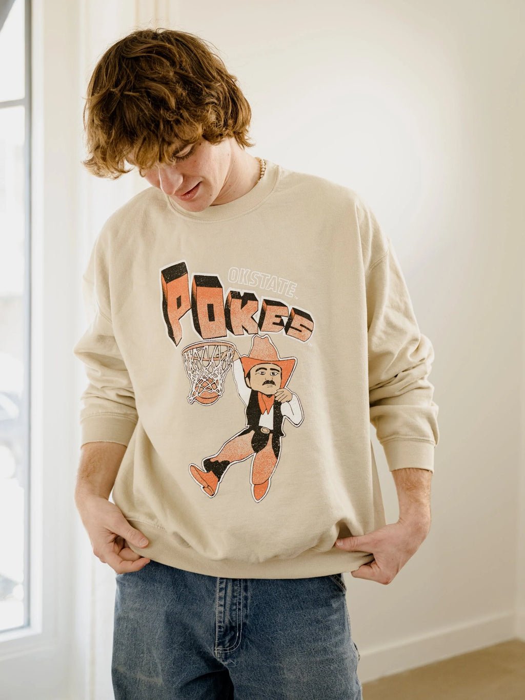 OSU Cowboys Basketball Mascot Dunk Thrifted Graphic Sweatshirt by LivyLu