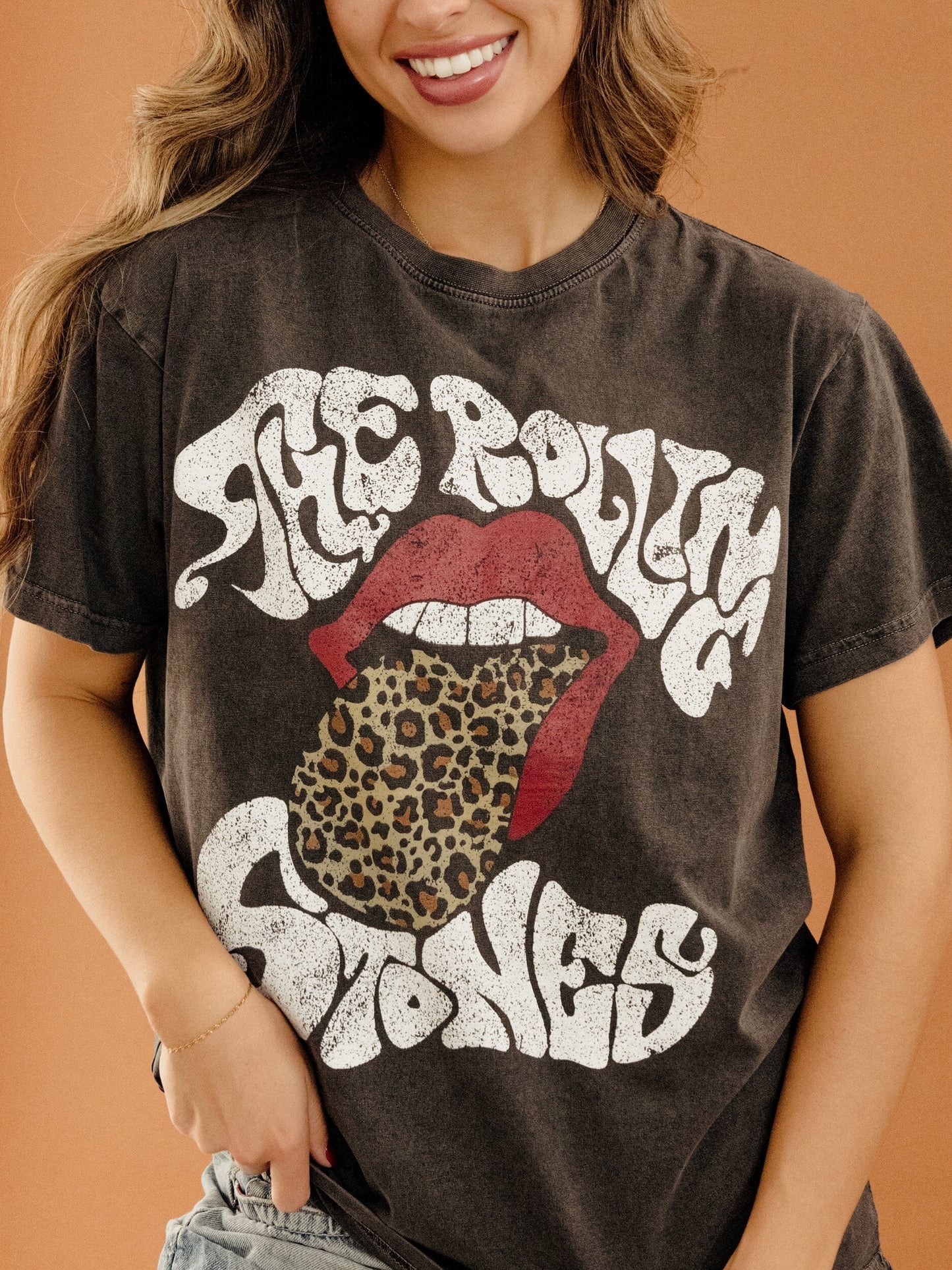 Rolling Stones Leopard Words Smoke Hi-Dive Graphic Tee by LivyLu