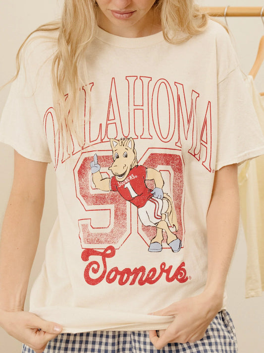OU Sooners Club Mascot Off White Thrifted Graphic Tee by LivyLu