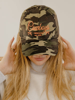 OSU Cowboys Established Date Bows Camo Trucker Hat by LivyLu