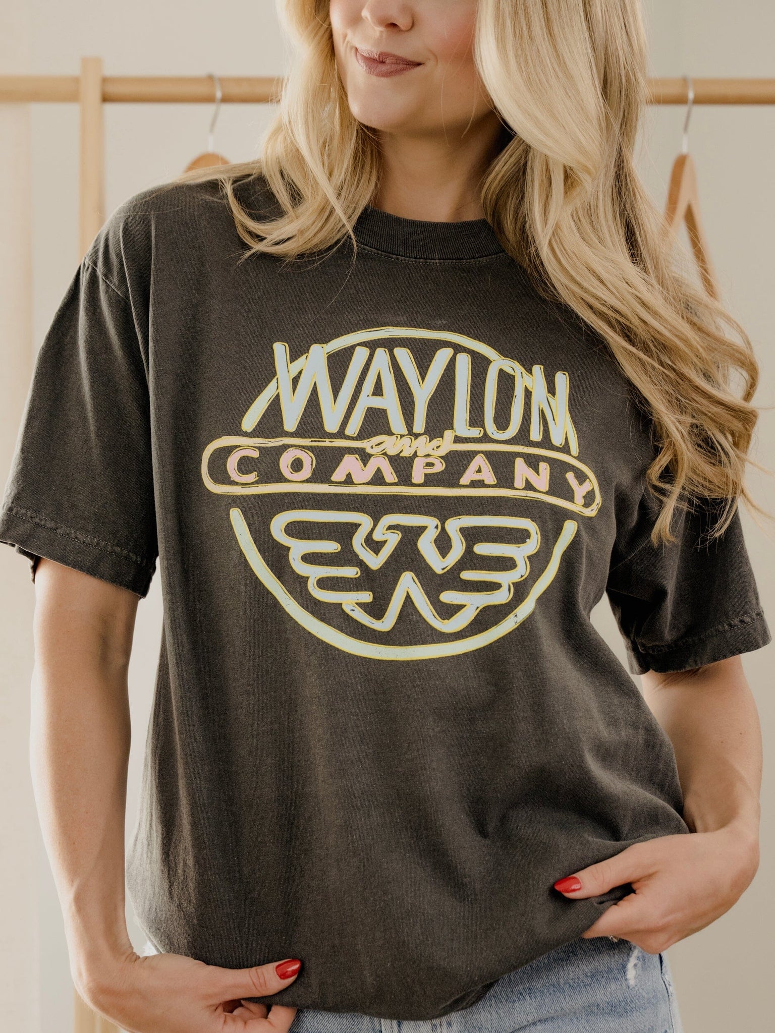 Waylon Jennings Logo Puff Ink Smoke Hi Dive Graphic Tee