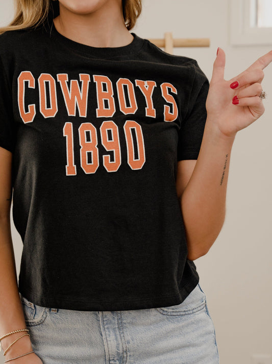 OSU Cowboys College Block Puff Ink Black Ellie Perfect Graphic Tee