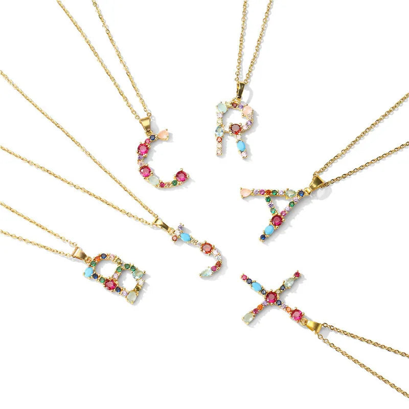 Multi Stone Initial Necklaces