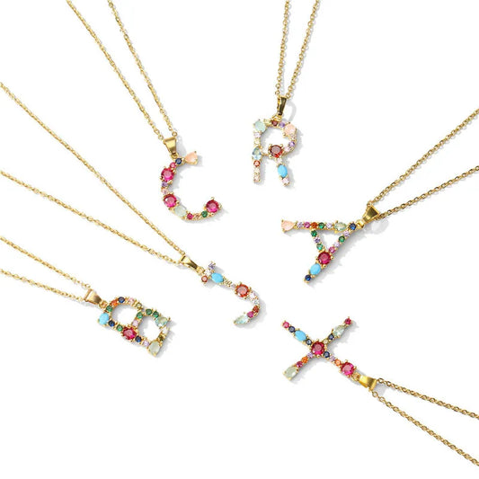 Multi Stone Initial Necklaces