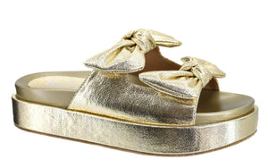 Lil Bit Knotty-Gold Crinkle by Corkys Footwear