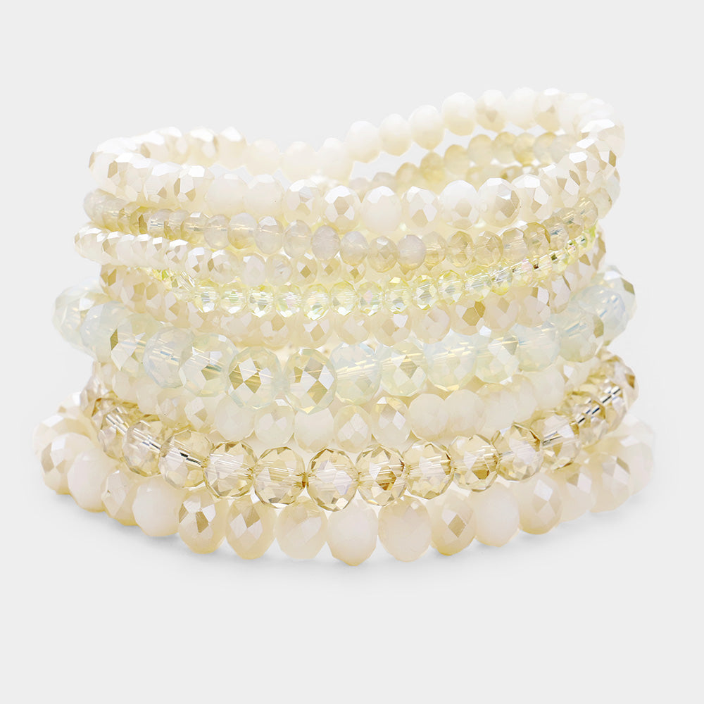 Faceted 9/Pc. Bead Stretch Bracelets