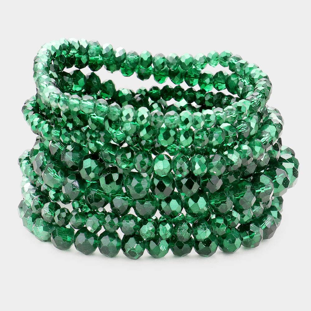 Faceted 9/Pc. Bead Stretch Bracelets