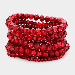 Faceted 9/Pc. Bead Stretch Bracelets