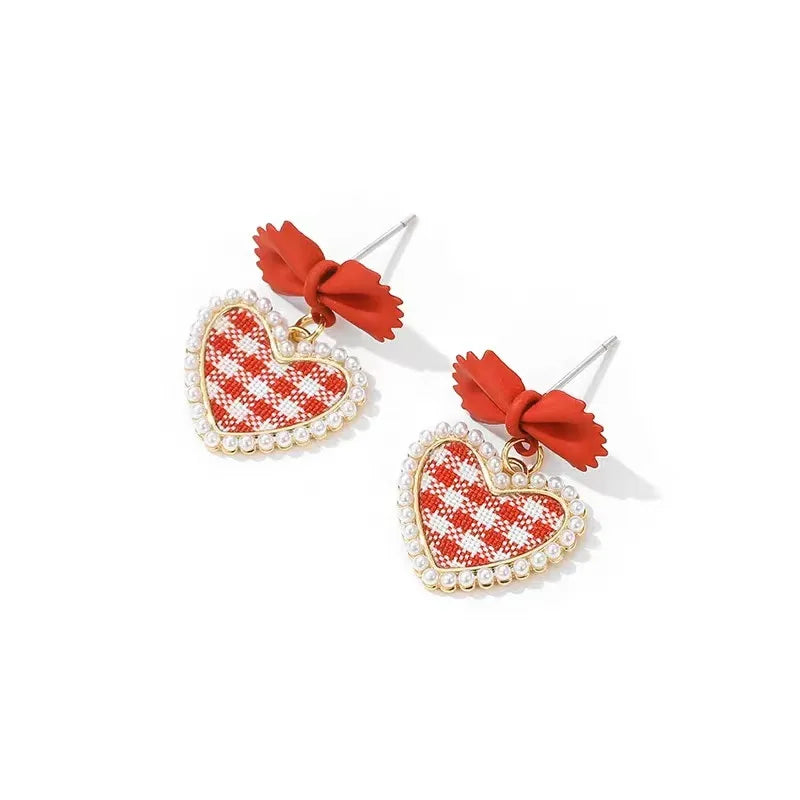 Gingham Heart Earrings
