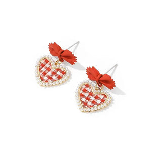 Gingham Heart Earrings