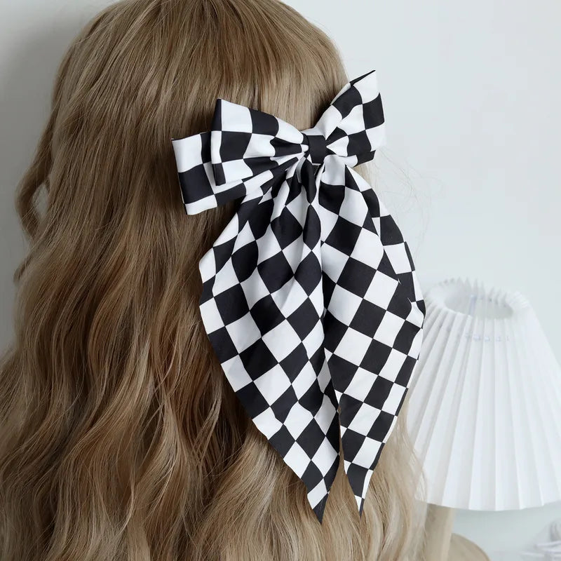 Black/White Checkered Hair Bows