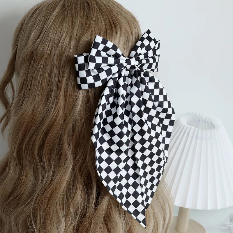Black/White Checkered Hair Bows