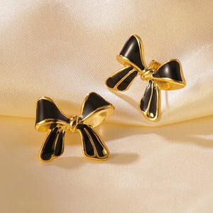 Gold Trim Bow Earring