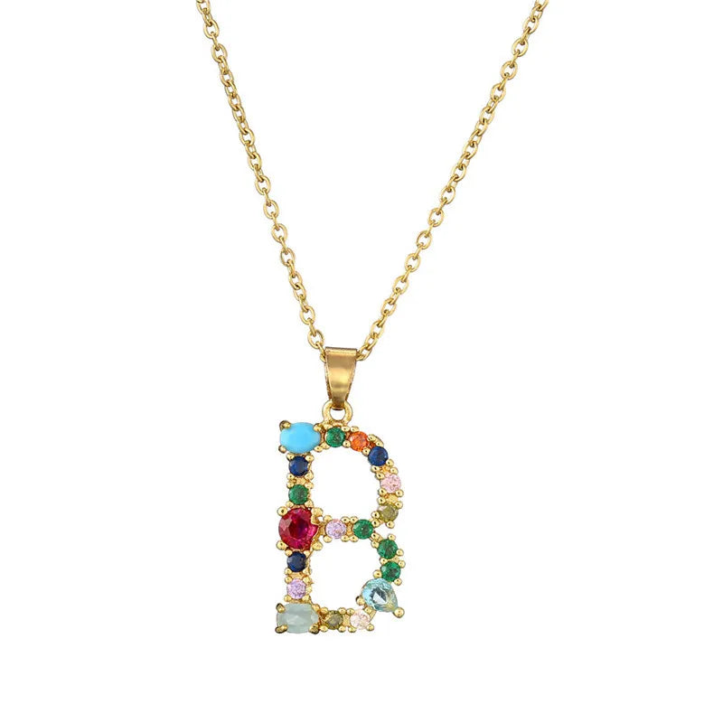 Multi Stone Initial Necklaces