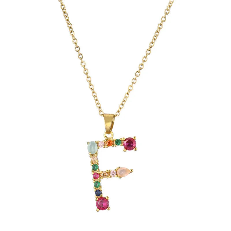 Multi Stone Initial Necklaces