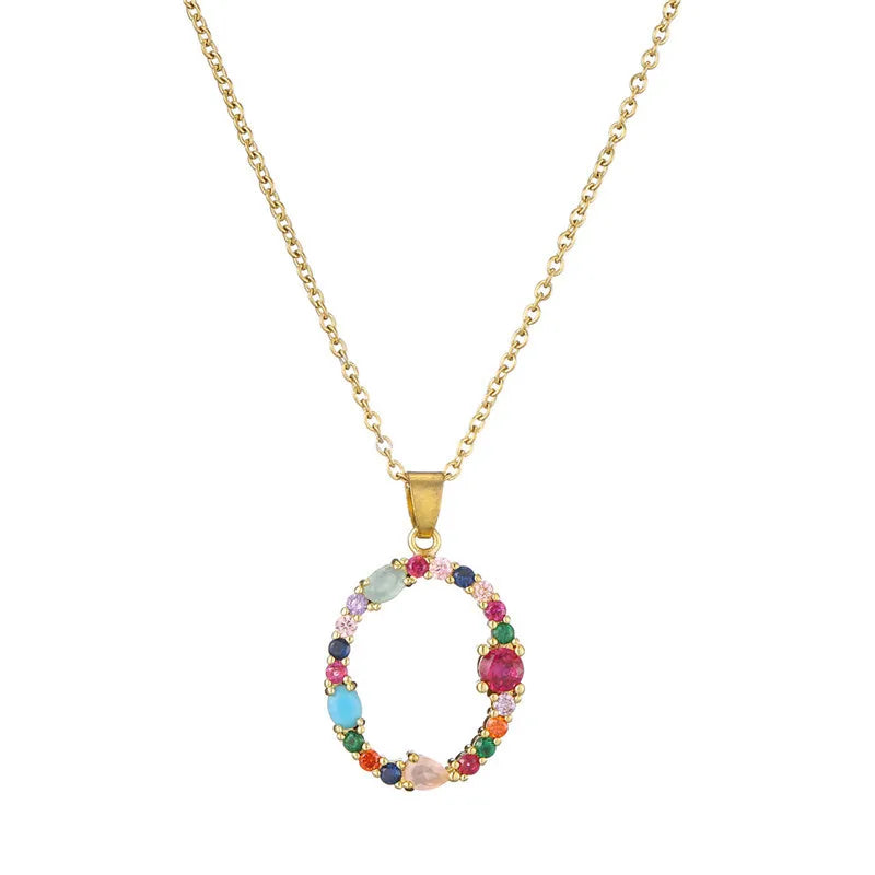 Multi Stone Initial Necklaces