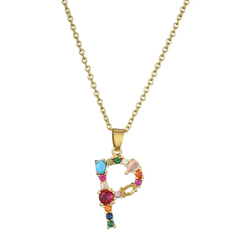 Multi Stone Initial Necklaces