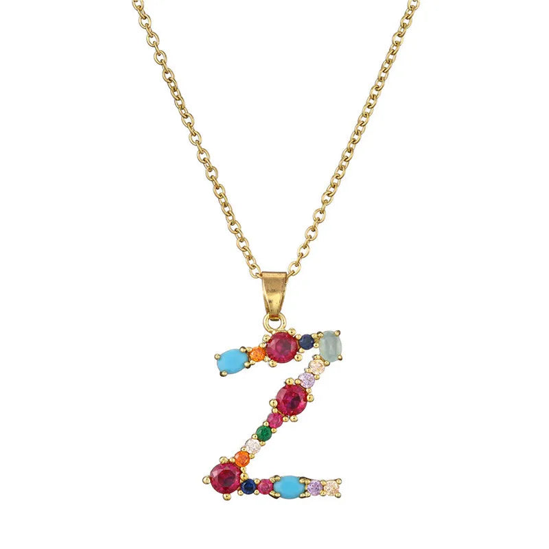 Multi Stone Initial Necklaces