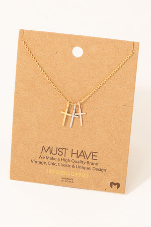 Triple Cross Pendant Necklace