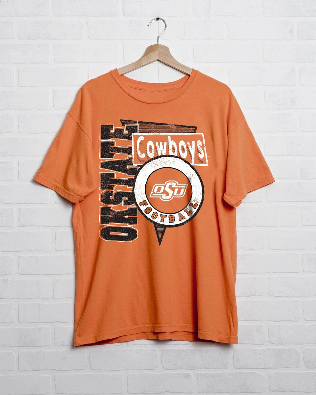 LivyLu OSU Cowboys Football Spree Orange Thrifted Graphic Tee