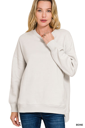 Zenana Hi-Low Boyfriend Sweatshirt w/Pockets