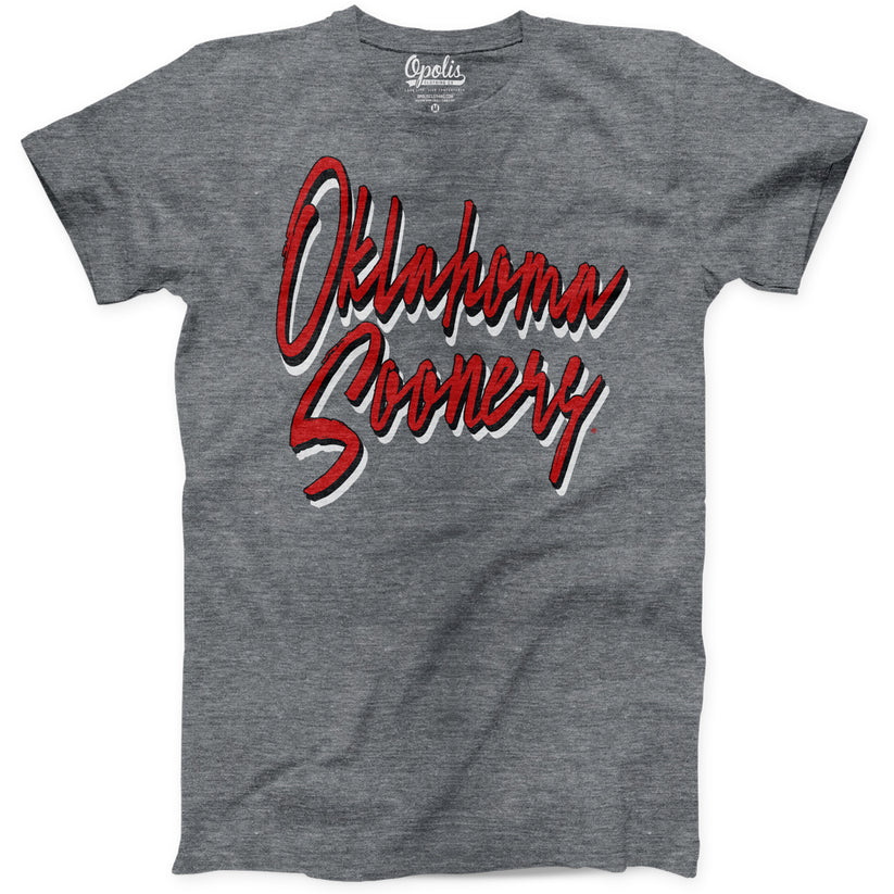 Oklahoma Sooners Gray Script Graphic Tee