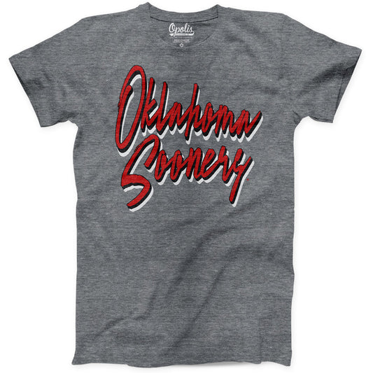 Oklahoma Sooners Gray Script Graphic Tee