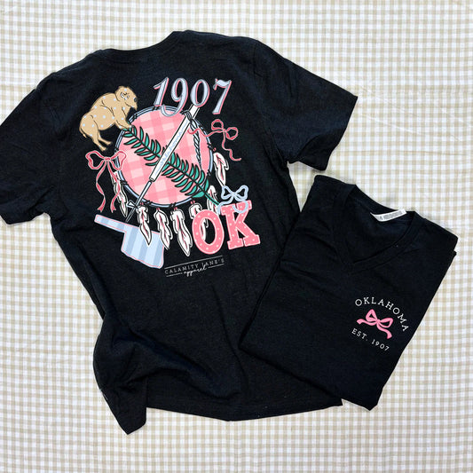 CJ Oklahoma Storyboard V-Neck Bella Canvas Graphic Tee