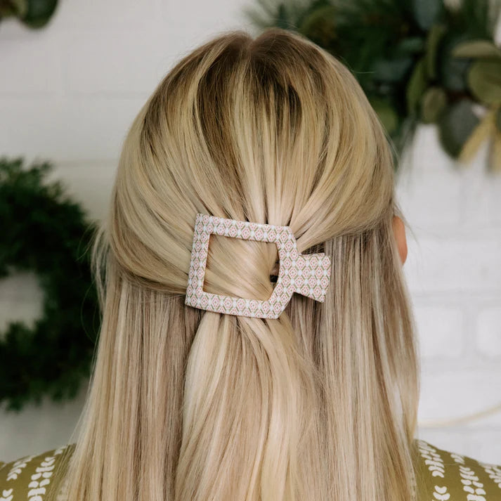 TELETIES Pine & Pearl Square Flat Hair Clip-Small