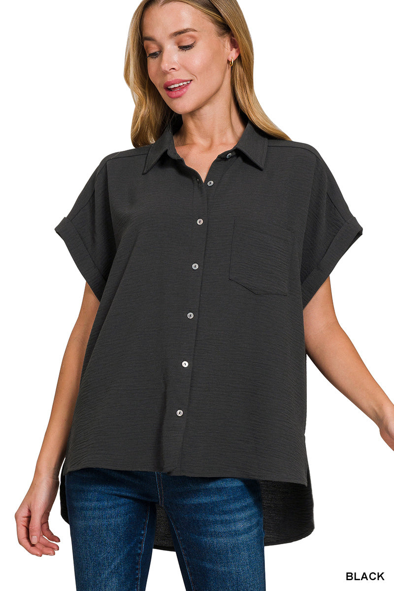 Woven Air Flow Button Down Top