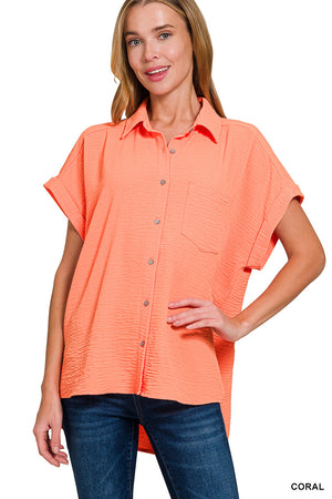 Woven Air Flow Button Down Top