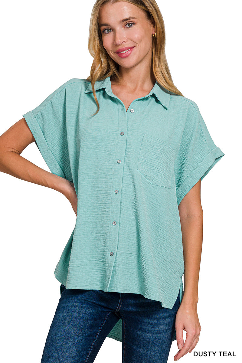 Woven Air Flow Button Down Top