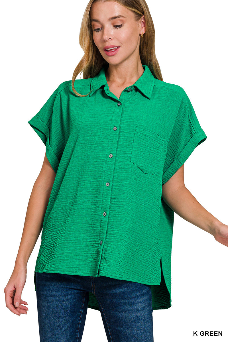 Woven Air Flow Button Down Top