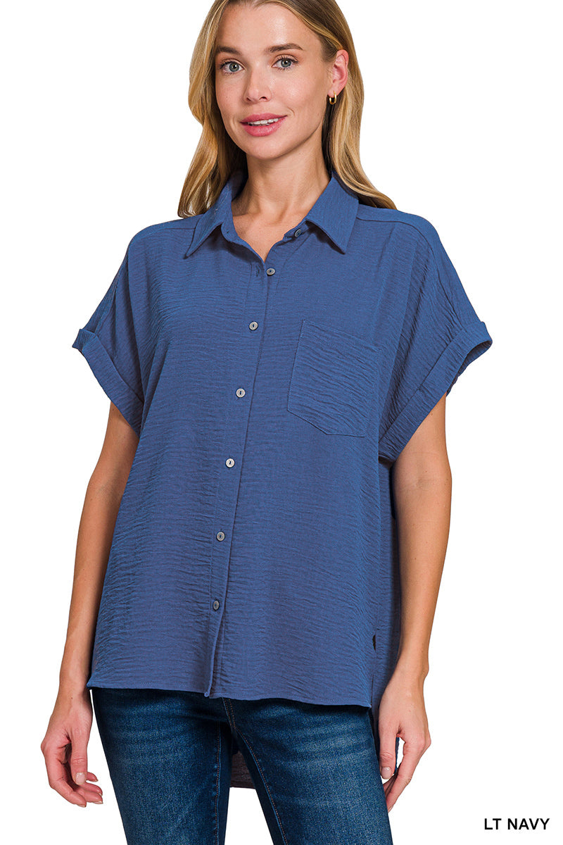 Woven Air Flow Button Down Top