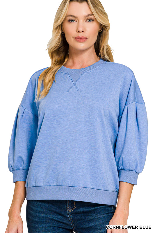 Zenana Scuba Dolman Sleeve Pullover Top