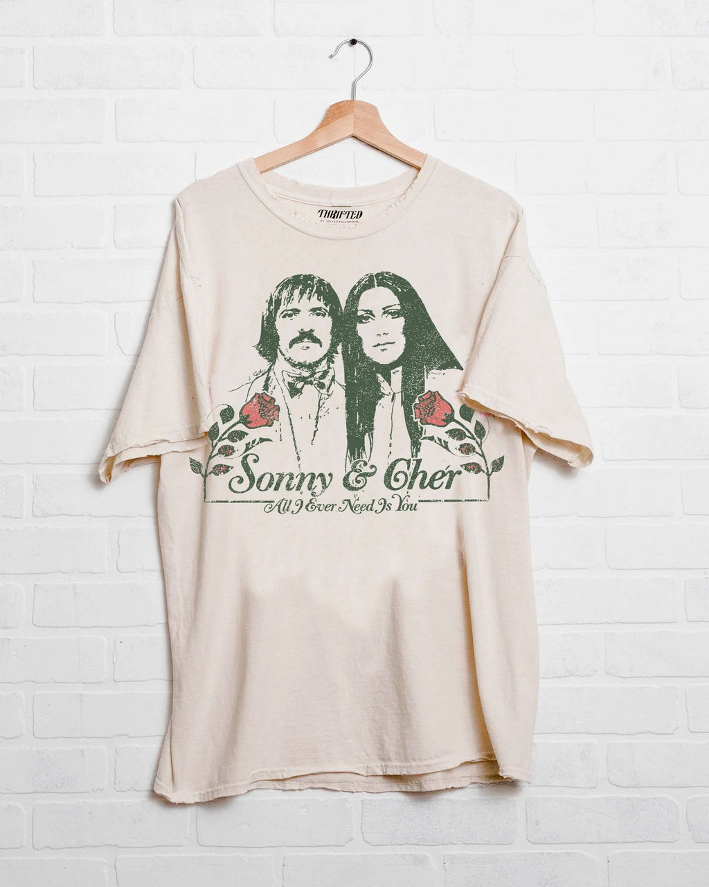 LivyLu Sonny & Cher All You Need Is Love Thrifted Distressed Graphic Tee
