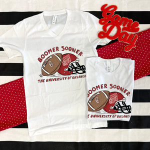 CJ Boomer Sooner Handdrawn Football & Helmet Graphic Tee