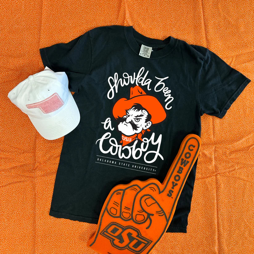 Shoulda Been A Cowboy V-Neck Graphic Tee by Calamity Jane's Apparel