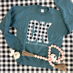 CJ OK Buffalo Checked Teal Sweatshirt