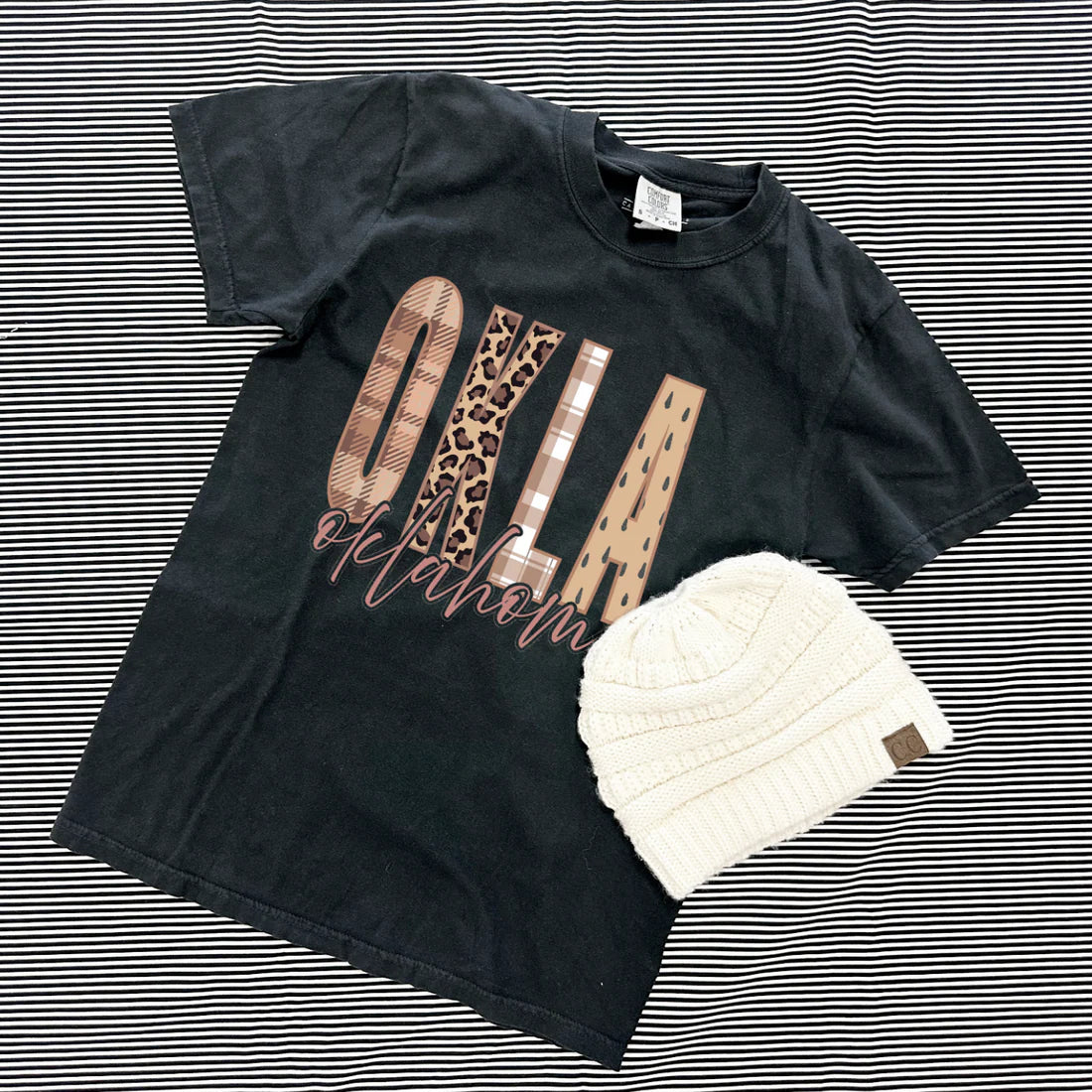 CJ Oklahoma Fall Mixed Patterns Graphic Tee